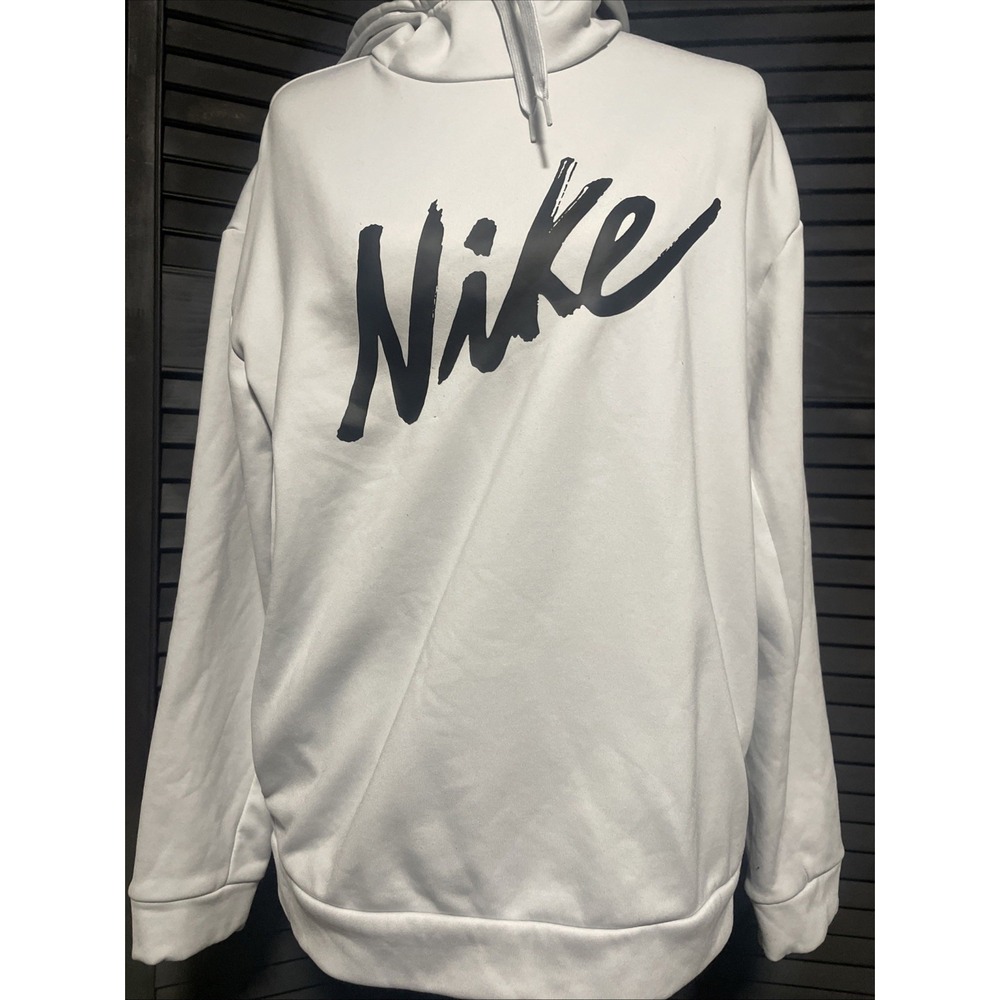 Nike Hoodie Size Small Fleece Gray Long Sleeve Pullover Black Logo